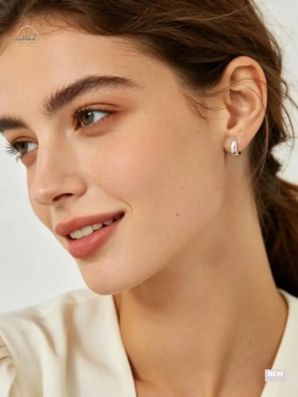 14K Gold Plated Chunky Hoop Earrings Silver Post Hypoallergenic Lightweight